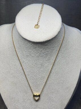 Swarovski Gold Tone Heart Crystal Necklace Swan Tag 17”